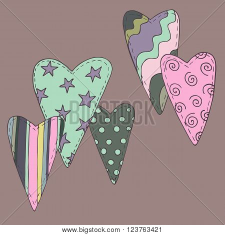 Abstract heart, valentines composition of the hearts, vector illustration.