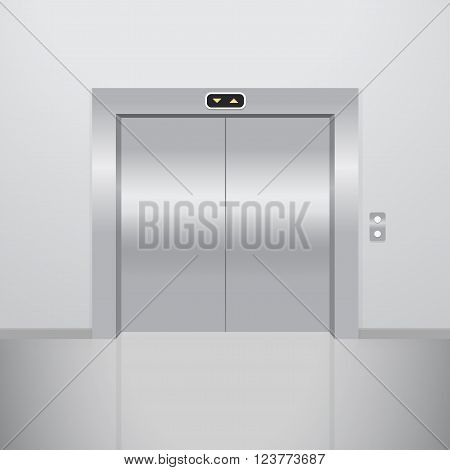 Close elevator. Realistic vector illustration. Metal lift
