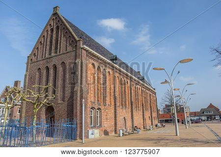 WINSCHOTEN, NETHERLANDS - MARCH 26, 2016: Reformed or Vitus church on the market square in Winschoten, Netherlands
