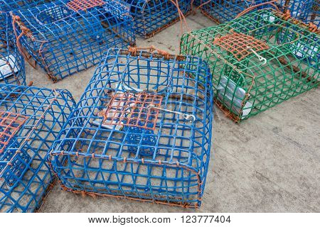 Plastic Octopus and crab traps. With shiny bait.