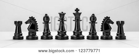 Black chess figures isolated on the white background. Set of chess figures.