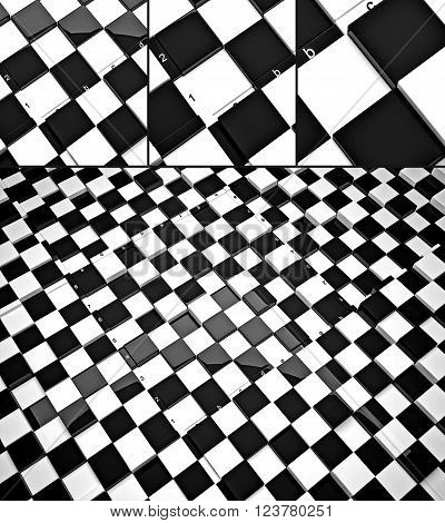 The concept design of futuristic checkerboard. An empty board for chess in modern style. 3D render.