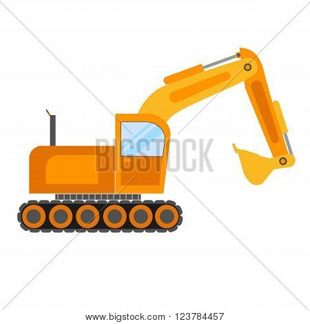 Illustration of excavator on white background.Excavator vector icon isolated.Building excavator truck vector.