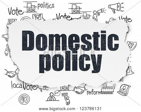 Politics concept: Domestic Policy on Torn Paper background