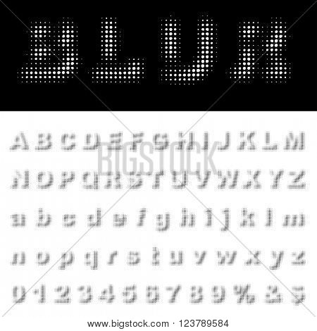vector dotted shadow raster font