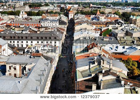 En Flygfoto över florianska street, Krakow, Polen. Se mer i min portfölj.
