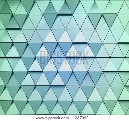 Abstract close-up view of modern aluminum ventilated triangles on facade