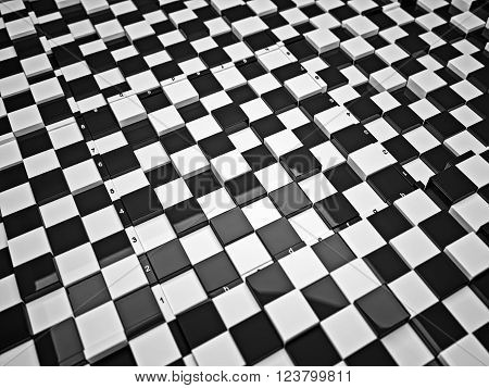 3d concept design of futuristic checkerboard. An empty board for chess in modern style.