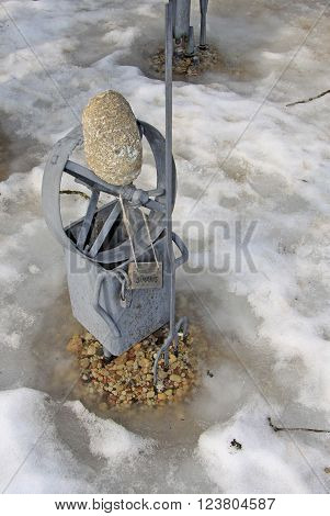 Sigulda, Latvia - March 17, 2012: Knight Of The Sculptural Group Parade Of The Knights - Tiny Sculpt
