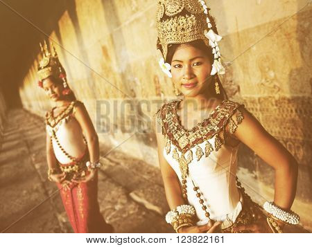 Traditional aspara dancers, Siam Reap, Cambodia.