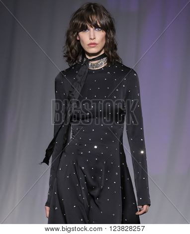New York City USA - February 13 2016: Lorelle Rayner walks the runway during the Jill Stuart Women's show as a part of Fall 2016 New York Fashion Week