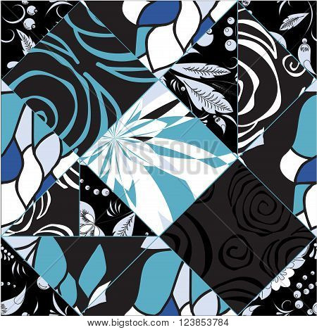 stock vector seamless patchwork pattern. oriental or russian floral design
