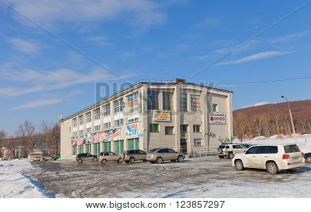 YUZHNO-SAKHALINSK RUSSIA - MARCH 17 2016: Special youth sport school in Yuzhno-Sakhalinsk Russia. Turns out future athletes of Greco-Roman wrestling