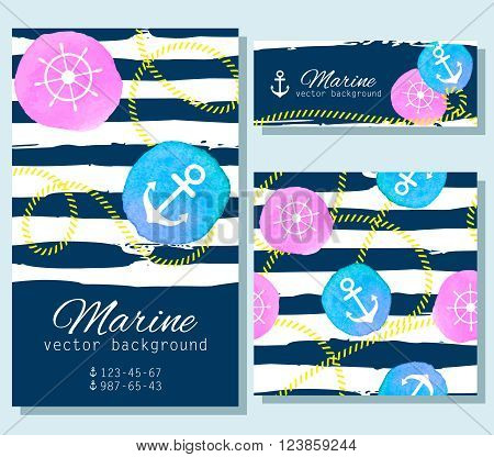 Set of banners with a nautical theme and space for your text. This illustrations can be used as posters flayers or a greeting cards.
