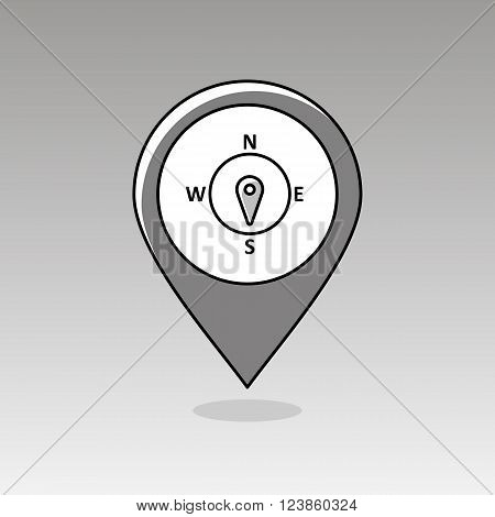 Compass wind rose outline pin map icon. Map pointer. Map markers. Direction south. Meteorology. Weather. Vector illustration eps 10