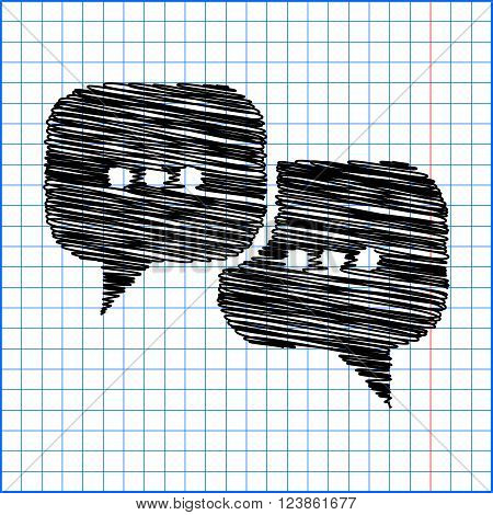 Speach bubles icon with pen effect on paper.