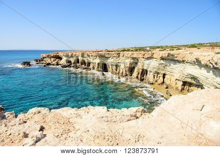 Beautiful cliffs and arches in Aiya Napa Republic of Cyprus