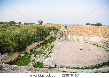 Amphitheater in ancient city of Salamis located in eastern part of Cyprus.