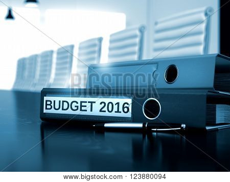 Budget 2016 - Business Concept. Budget 2016 - Business Concept on Blurred Background. Budget 2016. Business Concept on Blurred Background. 3D Render. Toned Image.