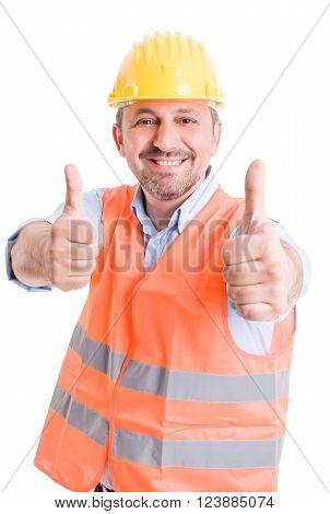 Happy Builder Showing Thumbsup