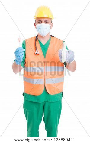 Career choice as doctor medic or builder. Jobs market or employment search concept