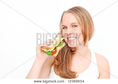 mangiare panino donna