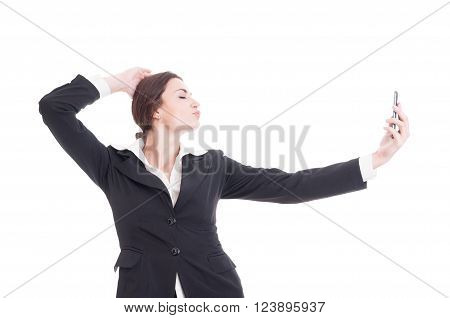 Young, Beautiful Business Woman Taking A Selfie Acting Sexy