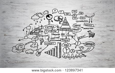 Effective business planning concept on wooden surface background