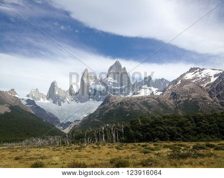 Fitz Roy mountain and national park  in patagonia argentina