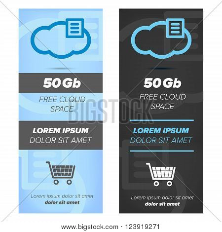Vertical banners for cloud service with icons on abstract background