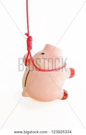 suicide of piggybank 
metaphor of financial crisis