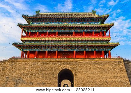 Beijing, China at the Zhengyangmen Gatehouse in Tiananmen Square.