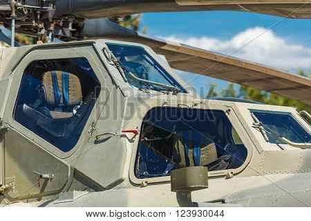 aircraft cockpit installed on Russian military helicopter