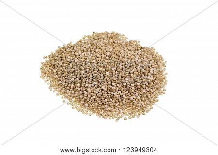 Heap of quinoa a species of the goosefoot genus (Chenopodium quinoa) a grain crop grown primarily for its edible seeds