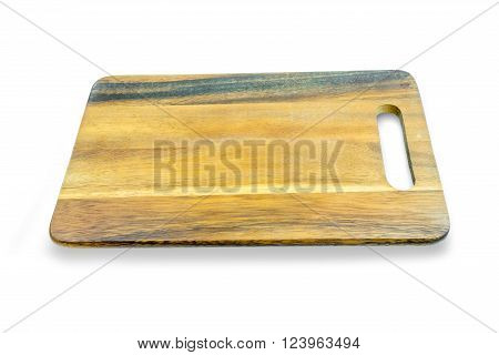 Wooden chopping board isolated on white background