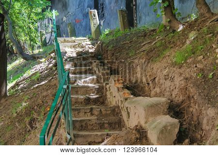 Stairways in the historic city centre. Lviv Ukraine