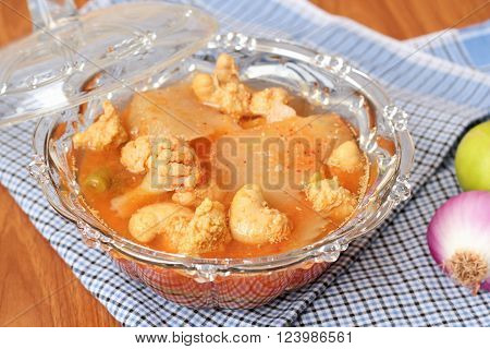Hot and Spicy Curry of Water orange with fish. sour soup made of tamarind paste.