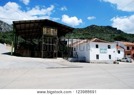 MONDRON, SPAIN - JUNE 1, 2008 - Olive oil processing plant Mondron Malaga Province Andalusia Spain Western Europe, June 1, 2008.