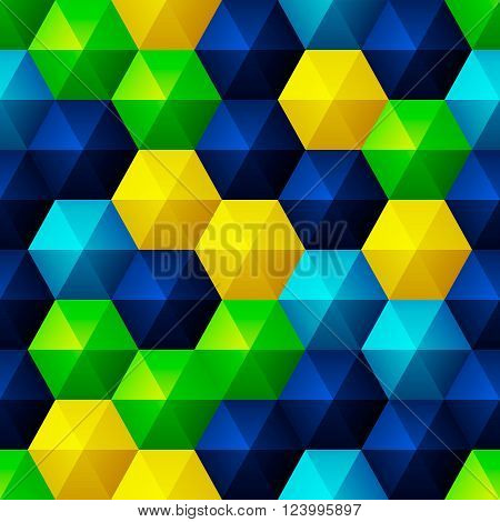 Seamless background with glossy relief bright hexagons