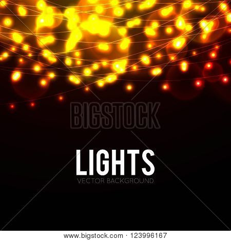 Abstract vector background with golden glowing lights