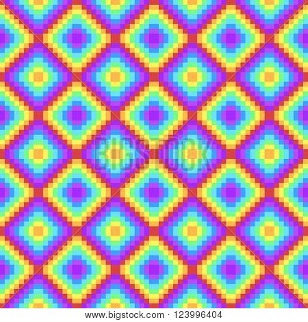 Pixel art rainbow colored psychedelic seamless background