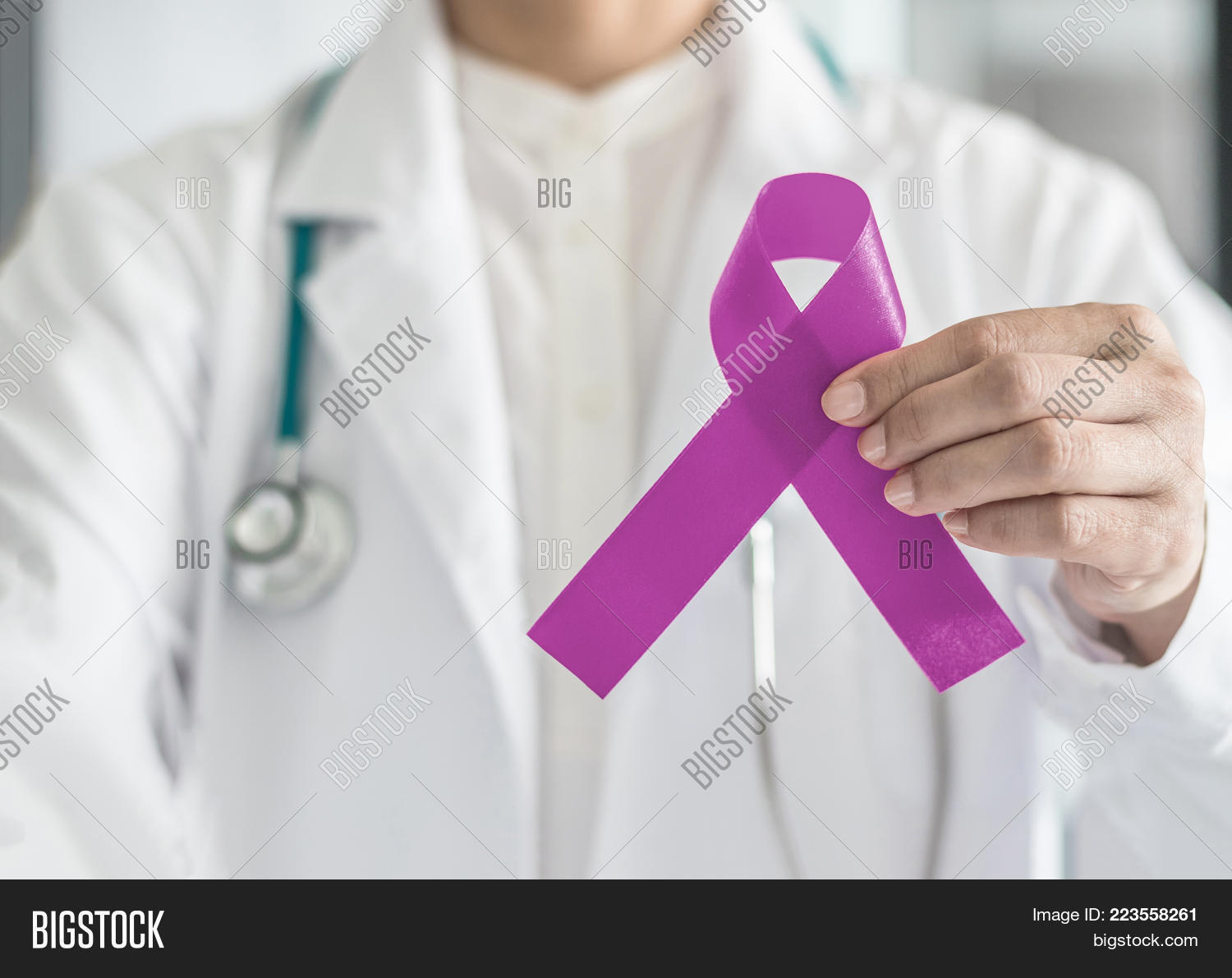 Lavender Purple Cancer Image Photo Free Trial Stock Lavender Purple Cancer All Kinds Awareness Ribbon On Doctor S Hand Support For National