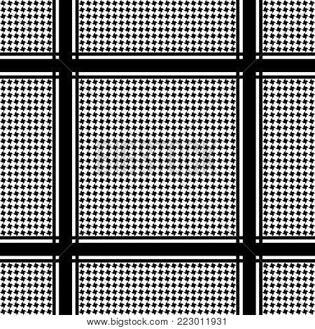 Check keffiyeh seamless pattern. Traditional vector black and white textile print.