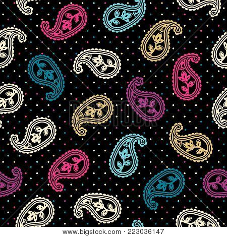 Pattern based on decorative elements Paisley. Seamless pattern in indian style.