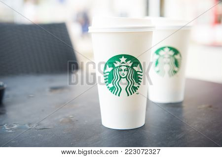 A Tall Starbucks Coffee In Starbucks Coffee Shop