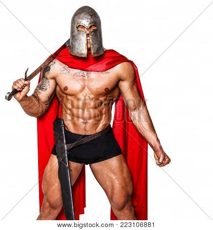 Image of giant warrior with closed eyes