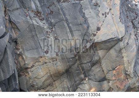 Rocky Cliffs On The Coast Of The Barents Sea Along The Varanger