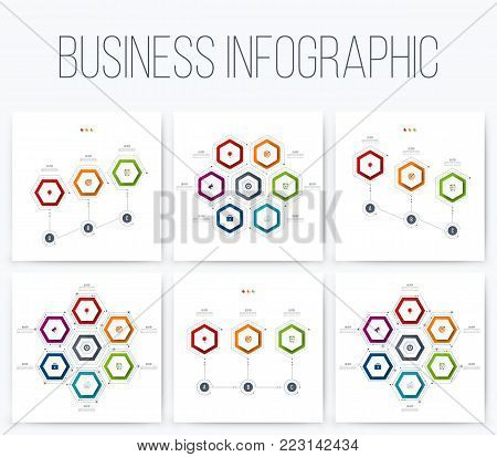 Set with infographics. Data and information visualization. Template. Stock vector. Dynamic infographics stylish geometric. element for design business invitations, gift cards, flyers and brochures