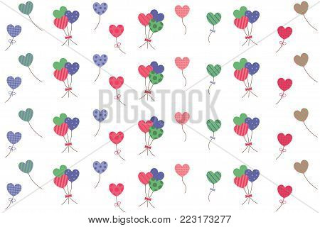 Pink blue green colorfulshape of hearts flying seamless pattern cute balloon for the wedding, celebrities, birthday and the valentine card wallpaper background of love,vector illustration.