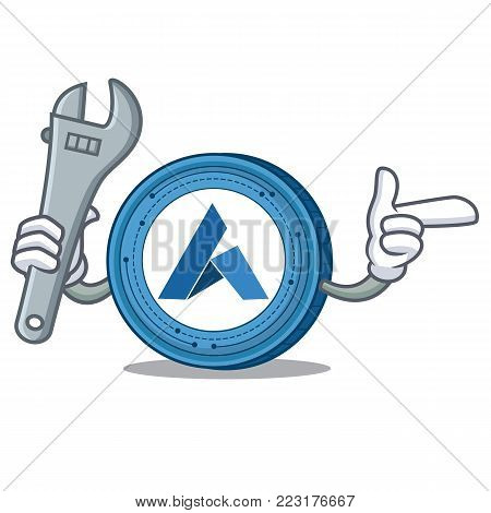 Mechanic Ardor coin mascot cartoon vector illustration